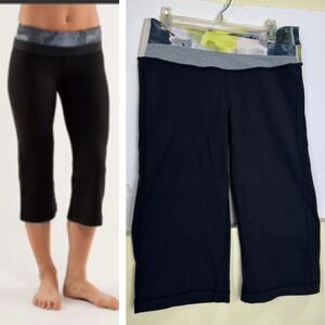 Lululemon Groove Crop Pants Watercolour Black 
Capri Pant Stretch Mid Rise